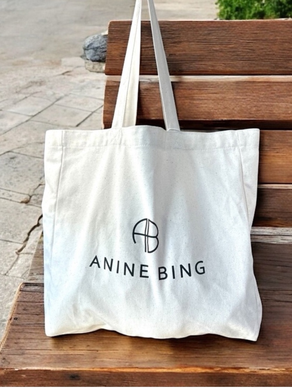 Anine Bing Cream Canvas Tote Bag NWT